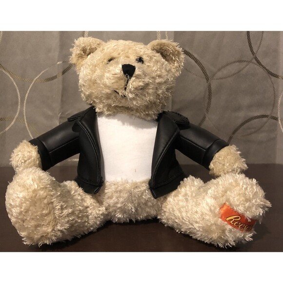 Galerie Hershey’s Reese’s Peanut Butter Stuffed Teddy Bear 7" Plush Black Jacket - Picture 1 of 11